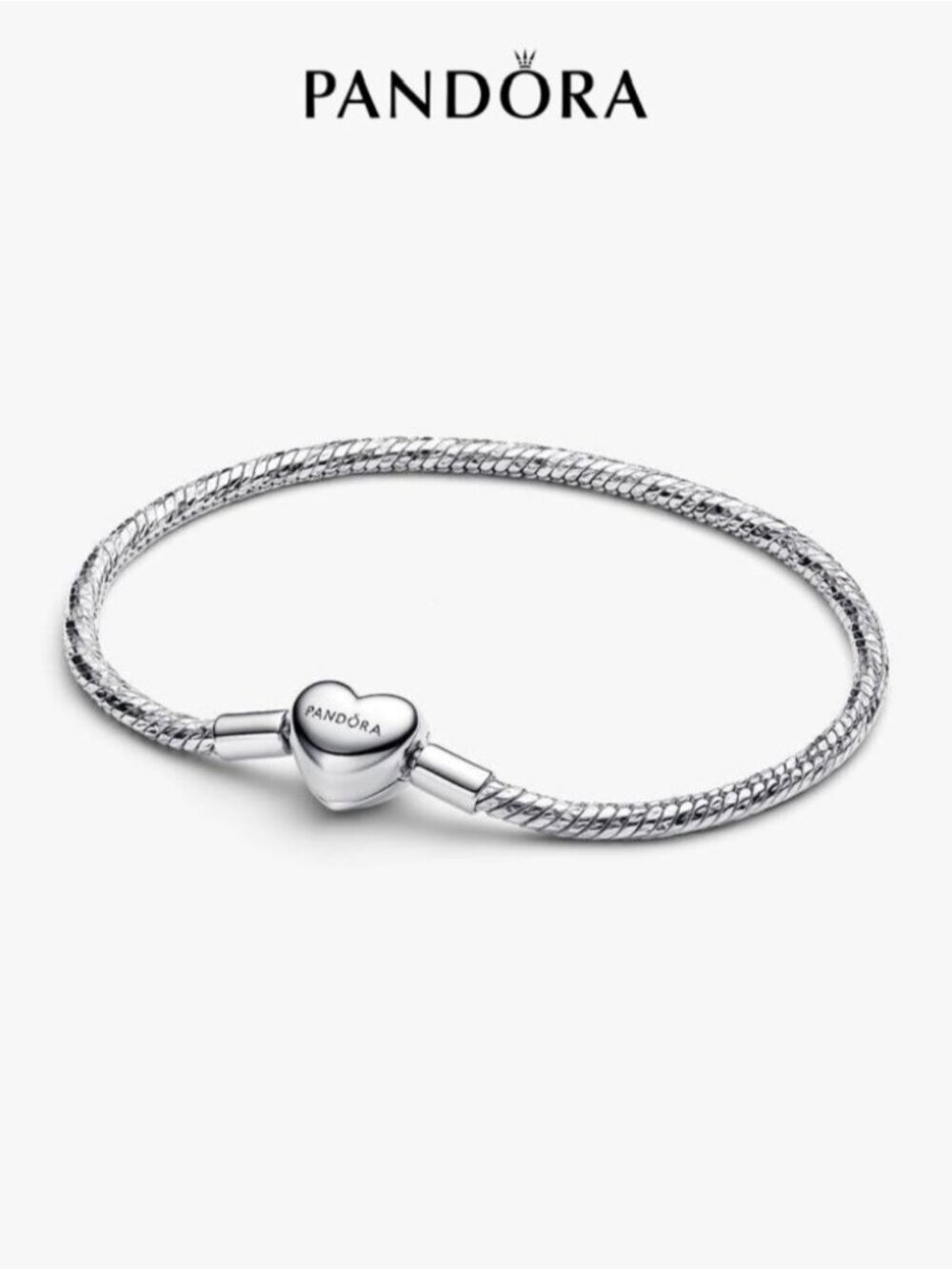 Pandora Heart Clasp Faceted Snake Chain Bracelet